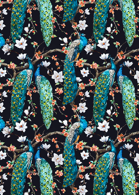 Estor opaco con diseño de pavo real y flores