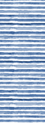 Estor enrollable de tela con rayas azules pintadas