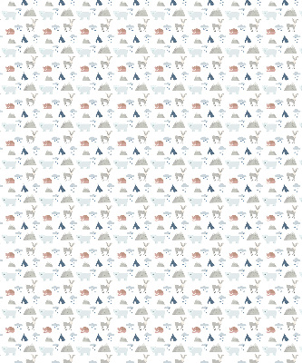 Estor opaco con diseño de montañas, lluvia y animales