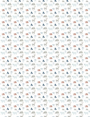 Estor opaco con diseño de montañas, lluvia y animales
