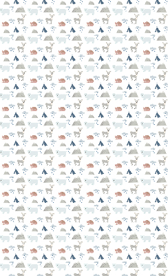 Estor opaco con diseño de montañas, lluvia y animales