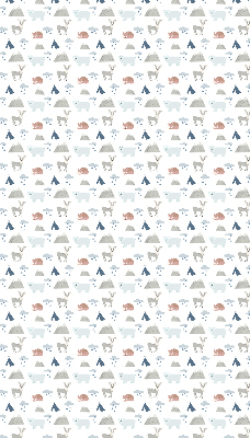 Estor opaco con diseño de montañas, lluvia y animales