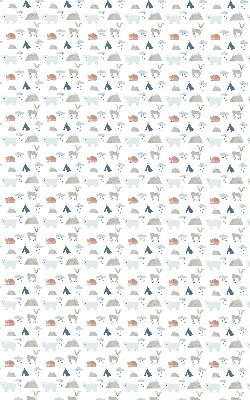 Estor opaco con diseño de montañas, lluvia y animales