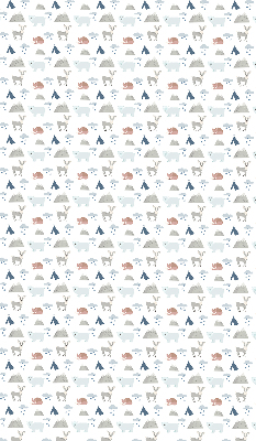 Estor opaco con diseño de montañas, lluvia y animales