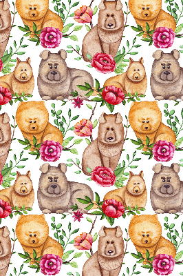 Estor decorativo con diseño de perros entre las flores