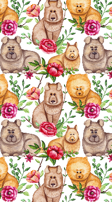 Estor decorativo con diseño de perros entre las flores