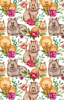 Estor decorativo con diseño de perros entre las flores