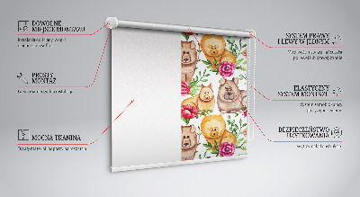 Estor decorativo con diseño de perros entre las flores