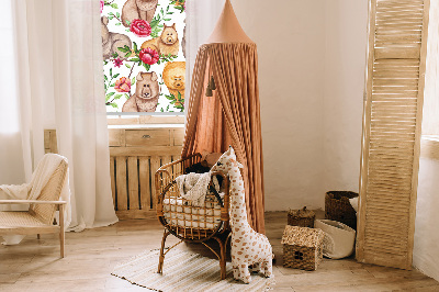 Estor decorativo con diseño de perros entre las flores