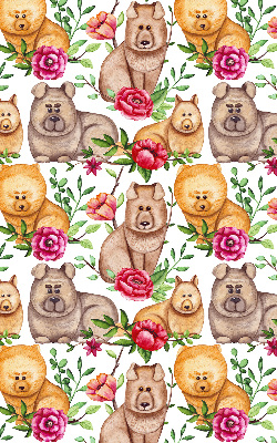 Estor decorativo con diseño de perros entre las flores