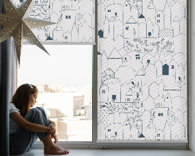 Estor opaco con estampado de casas dibujadas