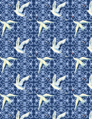 Estor decorativo con diseño de garzas