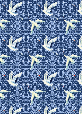 Estor decorativo con diseño de garzas