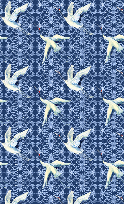 Estor decorativo con diseño de garzas