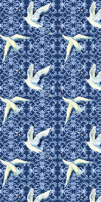 Estor decorativo con diseño de garzas
