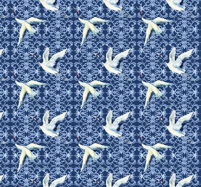 Estor decorativo con diseño de garzas