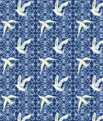 Estor decorativo con diseño de garzas