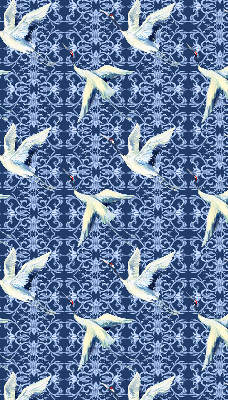 Estor decorativo con diseño de garzas