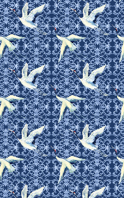 Estor decorativo con diseño de garzas