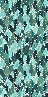 Estor enrollable de tela con diseño de bosque y nieve cayendo