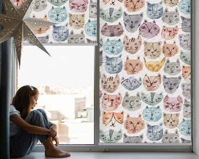 Estor opaco con estampado de caras de gatos coloridas