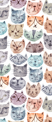 Estor opaco con estampado de caras de gatos coloridas