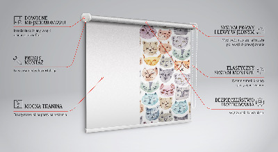 Estor opaco con estampado de caras de gatos coloridas