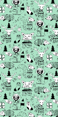 Estor enrollable de tela con diseño de animales de invierno