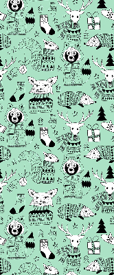 Estor enrollable de tela con diseño de animales de invierno