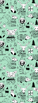Estor enrollable de tela con diseño de animales de invierno