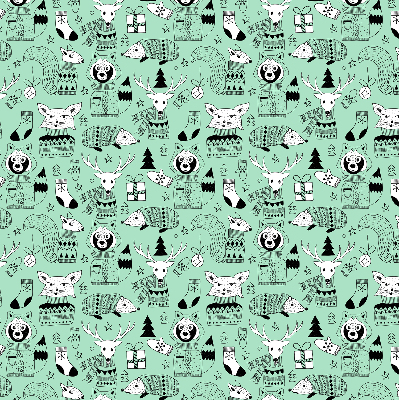 Estor enrollable de tela con diseño de animales de invierno