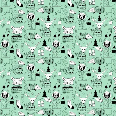 Estor enrollable de tela con diseño de animales de invierno