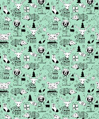 Estor enrollable de tela con diseño de animales de invierno