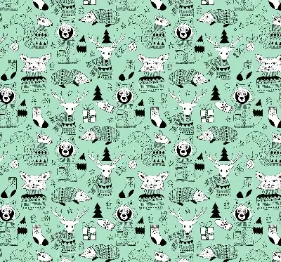 Estor enrollable de tela con diseño de animales de invierno