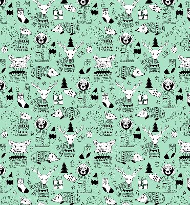 Estor enrollable de tela con diseño de animales de invierno