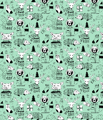 Estor enrollable de tela con diseño de animales de invierno