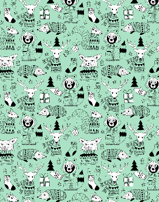 Estor enrollable de tela con diseño de animales de invierno