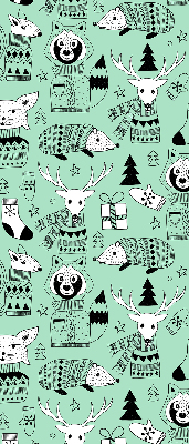 Estor enrollable de tela con diseño de animales de invierno