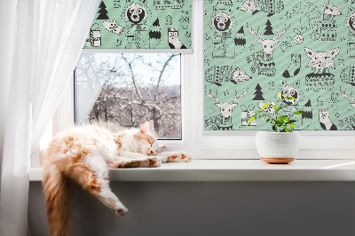 Estor enrollable de tela con diseño de animales de invierno