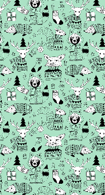 Estor enrollable de tela con diseño de animales de invierno