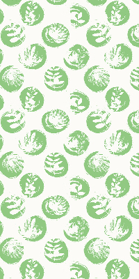 Estor opaco con diseño de plantas reflejadas en círculos verdes