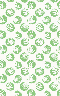 Estor opaco con diseño de plantas reflejadas en círculos verdes