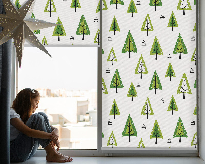 Estor enrollable de tela con diseño Bosque dibujado