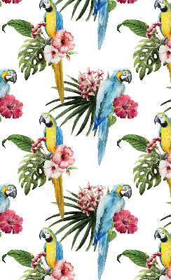 Estor enrollable de tela loro sobre flores
