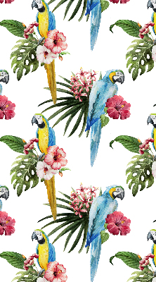 Estor enrollable de tela loro sobre flores