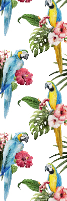 Estor enrollable de tela loro sobre flores