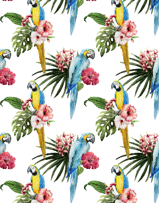 Estor enrollable de tela loro sobre flores