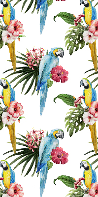 Estor enrollable de tela loro sobre flores