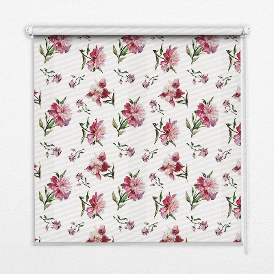 Estor enrollable de tela en color flor rosa