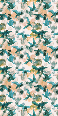 Estor decorativo con aves y lugares coloridos